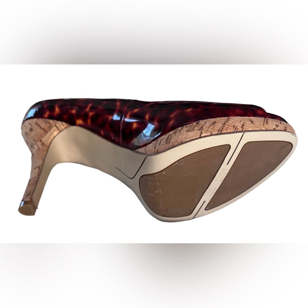 Nine West Tortoise Shell Cork Peep Toe Heels Nwot… - image 5